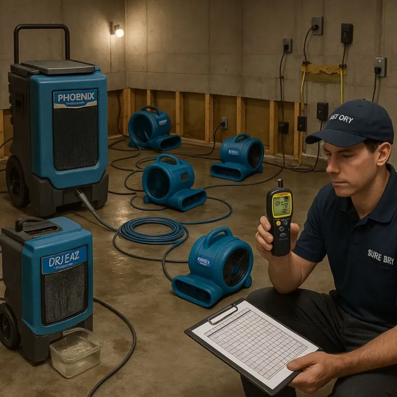 Structural Drying and Dehumidification process in Lely, FL